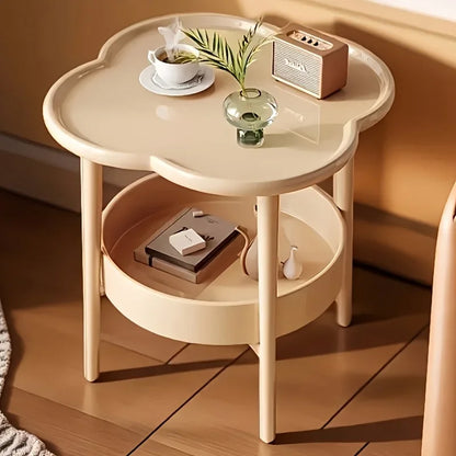 Stylish Modern Round Side Table with Storage Shelf