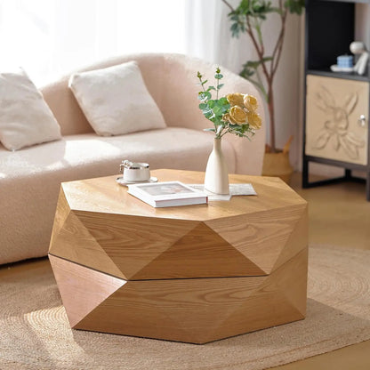 38" Modern Farmhouse Coffee Table, Drum Coffee Table