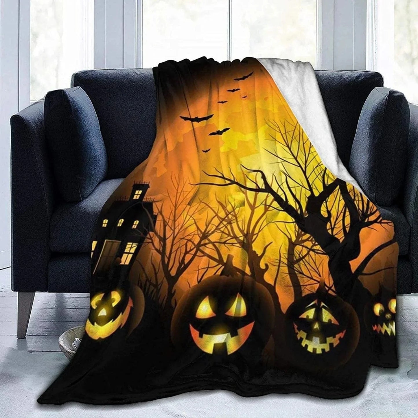 Fall Pumpkin Autumn Blanket Leaves Soft Throw