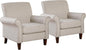 Upholstered Living Room Chair Set of 2 - Large Comfy Fabric Accent Chair