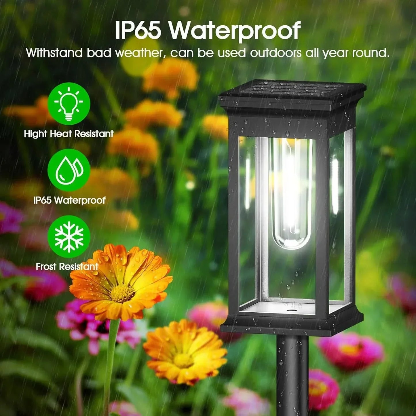 Waterproof LED Solar Lights for Garden Yard Driveway -  Outdoor Landscape Lighting Auto On/Off