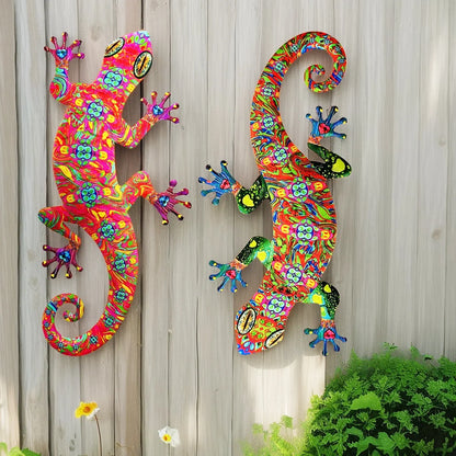 Metal Art Gecko Wall Decor  Lizard Sculptures Gecko Hanging Ornament f