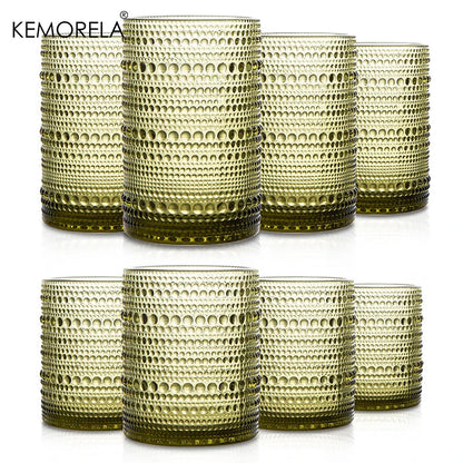 8PCS Vintage Raindrop Glass Cup 300/400ML Highball Glasses