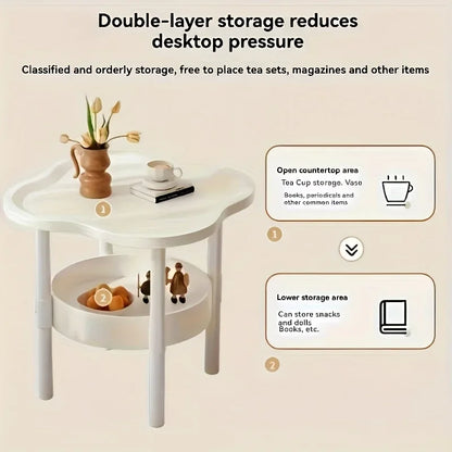 Stylish Modern Round Side Table with Storage Shelf