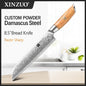 XINZUO 1-8pcs Kitchen Knife Set 73 Layers Custom Damascus Steel  with Olive Wood Handle