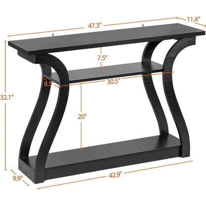 Console Table, Entryway Table with 3 Tier Storage Shelves,