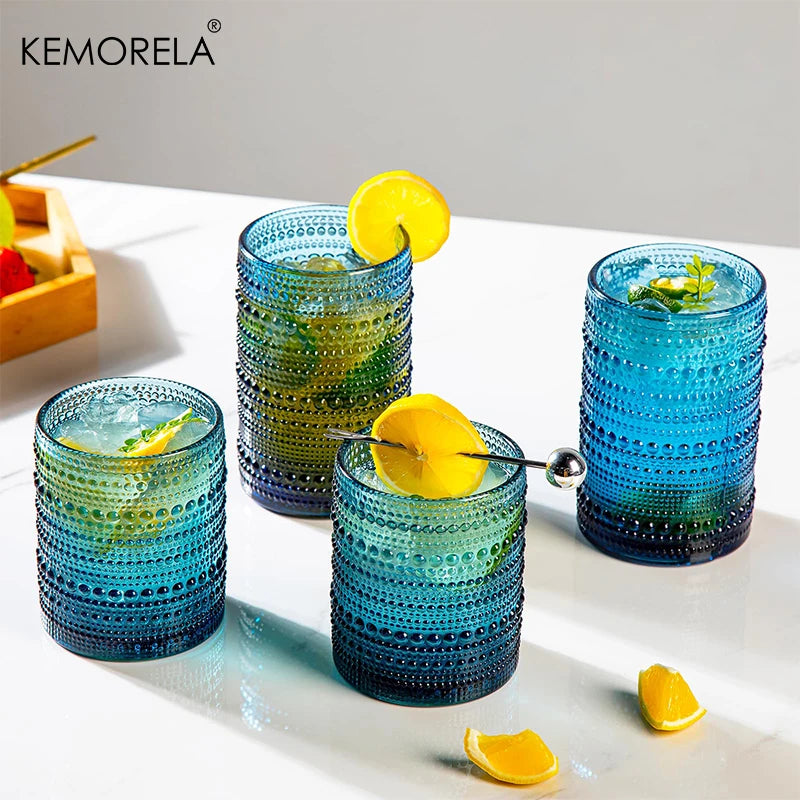 8PCS Vintage Raindrop Glass Cup 300/400ML Highball Glasses