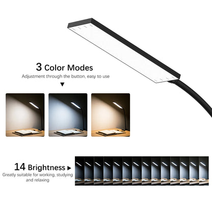5W LED Clip on Desk Lamp with 3 Modes 11 Brightness  2M Cable Dimmer 14 Levels Clamp Table Lamp