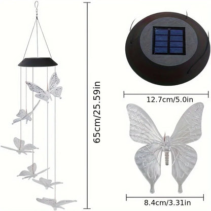 1PC Led Color Changing Butterfly Dragonfly Hummingbird Solar Wind Chimes Outdoor