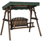 2Person Patio Swing Chair  Wooden Porch Bench Loveseat with Adjustable Canopy and Side Trays for Garden Poolside