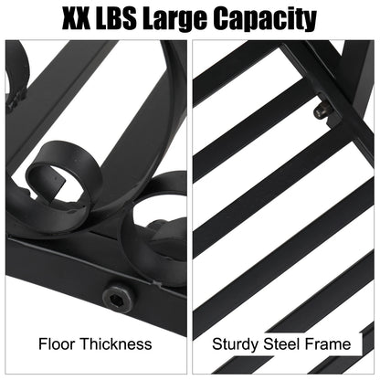 Garden iron bridge, with round iron ball flat-top handrails, black