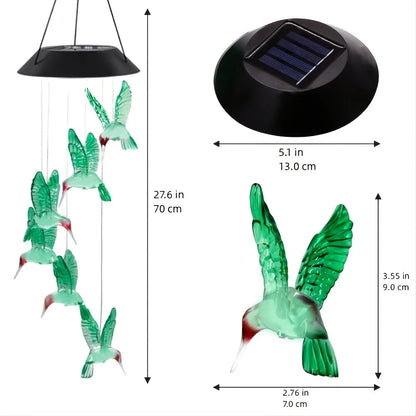 1PC Led Color Changing Butterfly Dragonfly Hummingbird Solar Wind Chimes Outdoor