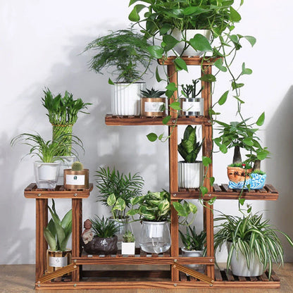 Wooden Plant Stand 5 Tier Corner Shelf Storage Rack for Indoor Outdoor Garden