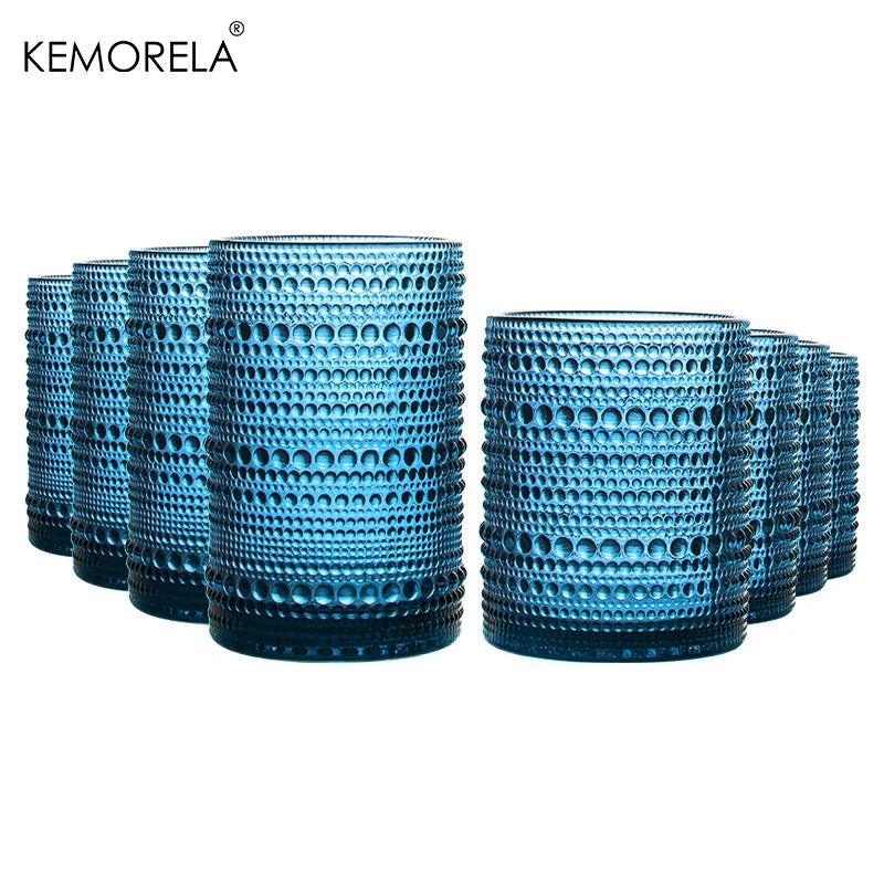 8PCS Vintage Raindrop Glass Cup 300/400ML Highball Glasses