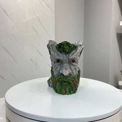 1Pc, Creative and Funny Expression Book Tree Stump Old Man Resin Vase,