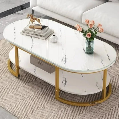 Minimalist Storage Oval  Modern Design Coffee Table