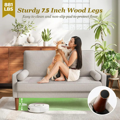 48 Inch Vesgantti Loveseat Sofa - Solid Wood Legs  Throw Pillow