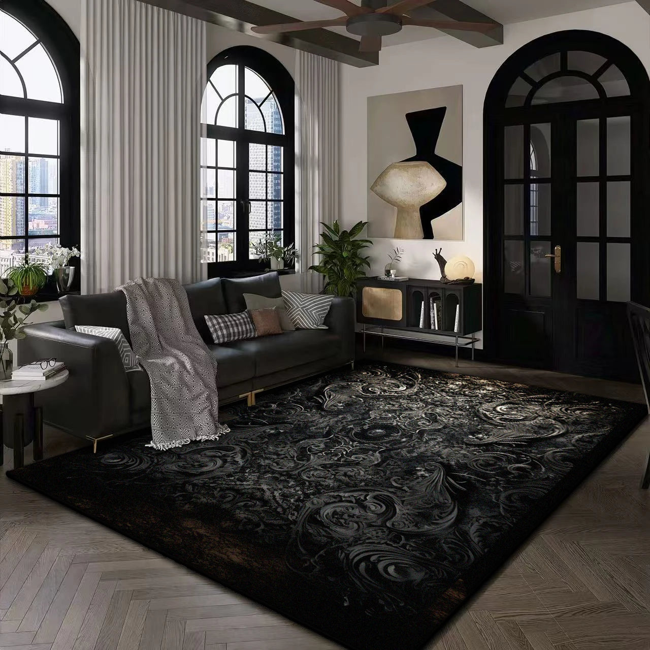 Large Modern Area Rug for Living Room  Plush Non-Slip Floor Machine Washable