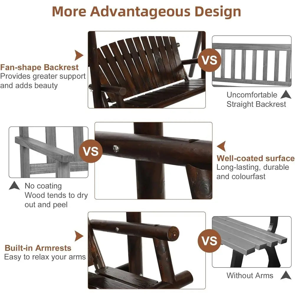2-Seat Porch Swing with A-Frame Stand, Outdoor Patio Swing Chair