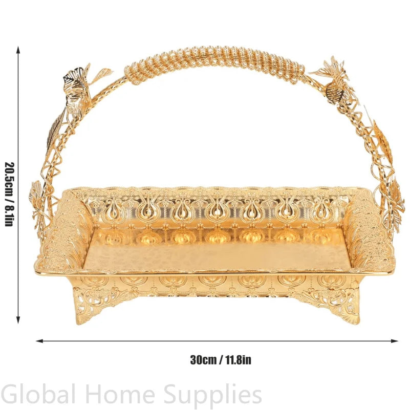 Gold Serving Tray Vintage  European Style Tray with Handle