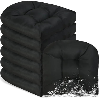 Waterproof Outdoor Chair Cushions Set of 6, Square Tufted,