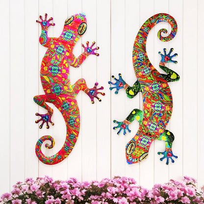 Metal Art Gecko Wall Decor  Lizard Sculptures Gecko Hanging Ornament f