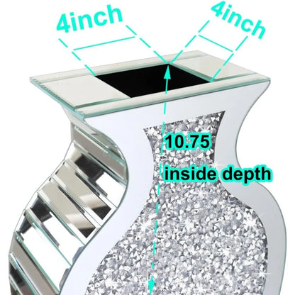 Tall Floor Vase S Crushed Diamond Mirrored Vase 27” Tall,