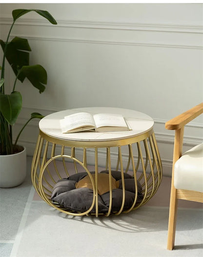 Creative Nordic Iron Tea Table Round Coffee Table for Living Room Cat House Bed