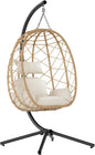 Egg Swing Chair with Stand, Outdoor Patio Hanging Egg Chair, Indoor Hammock Chair