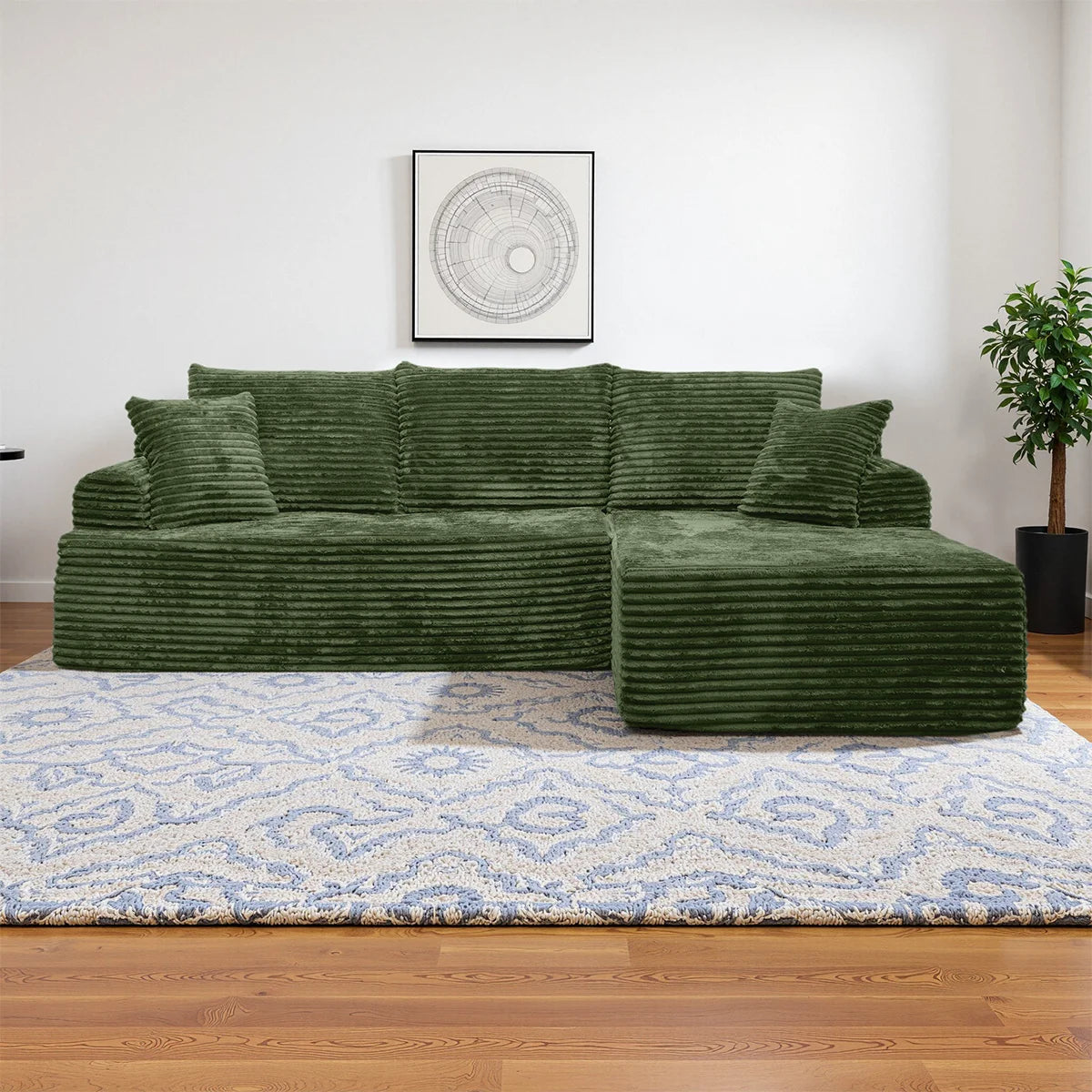 95" L-Shaped Sofa Chaise, Rabbit Fleece Upholstery, Ultra Soft & Comfortable, Ready to Use Out of the Box