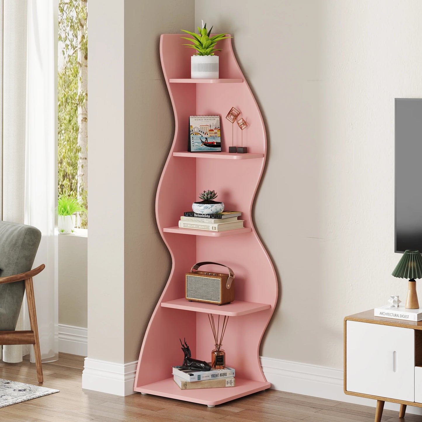 Tribesigns Corner Shelf, Modern 5-Tier Wall