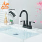 Black Bathroom Sink Faucet 3 Hole 4 Inch Center Set Vanity Faucet  Hot and Cold Water