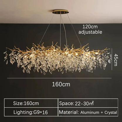 2025 Luxury Gold Crystal LED Chandeliers Living Dining  Lustre Ceiling Pendant Lamps I