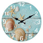 Beach Sea Starfish Shells Blue Wall Clocks Non Ticking