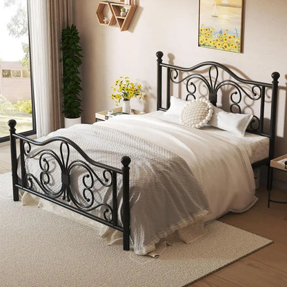 Full Metal Platform Bed with Sleek Design, Solid Slat Support, No Box Spring Required