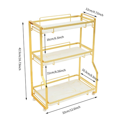 3 Tier Bathroom Countertop Organizer, with Small Storage Basket for Skincare Makeup