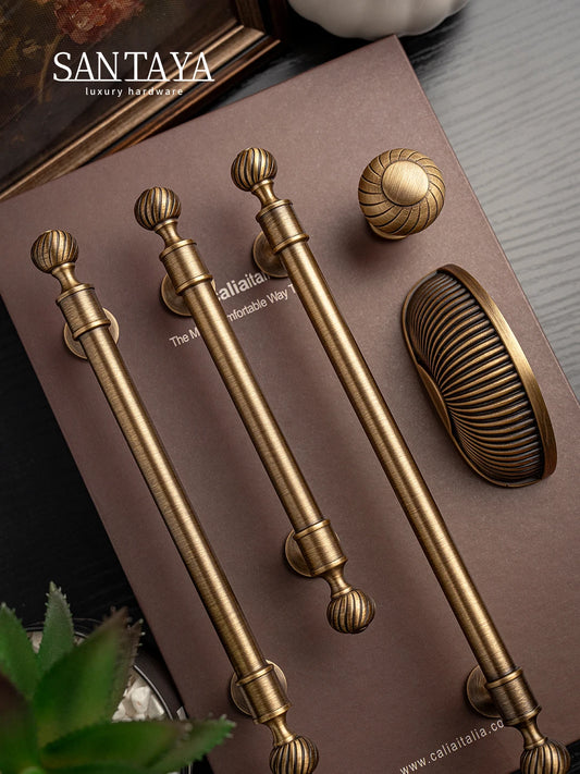 Santaya Brushed Antique Brass Handles Luxury Furniture Hardware