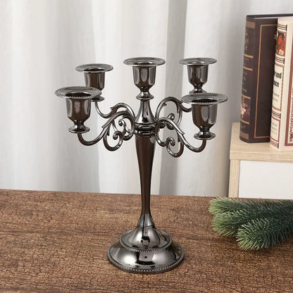 5 Arm Matte Black Candelabra Taper Candle Holders