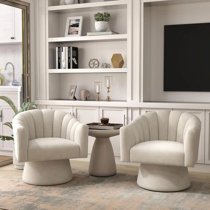 360° Swivel Velvet Upholstered Barrel Chair Set 2 Living Room Reading Round Armchair, 15 different colors
