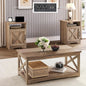 3-Piece Farmhouse Living Room Table Sets, Includes 1 x Coffee Table, 2 x End Tables with Charging Station & USB, Customized