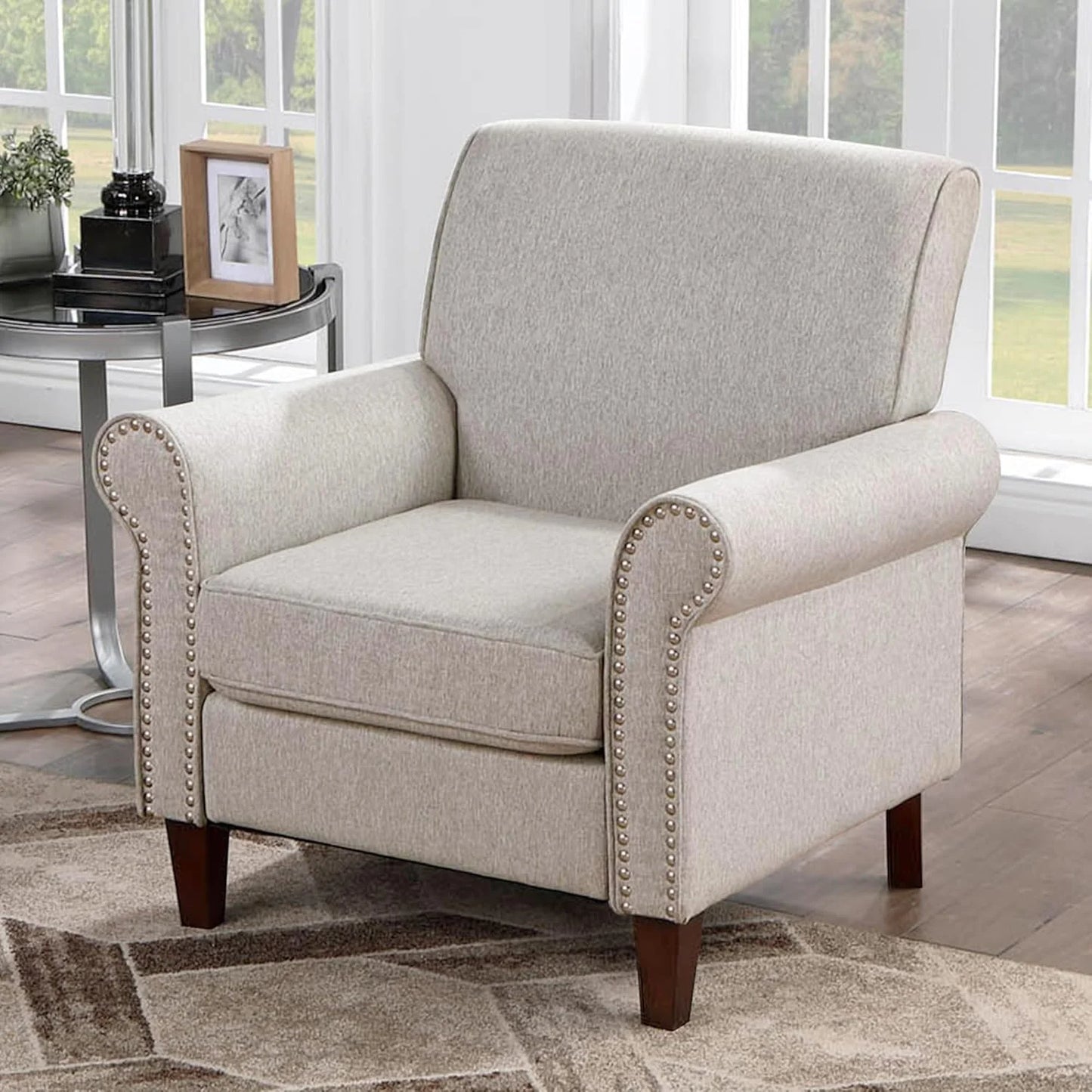 Upholstered Living Room Chair Set of 2 - Large Comfy Fabric Accent Chair