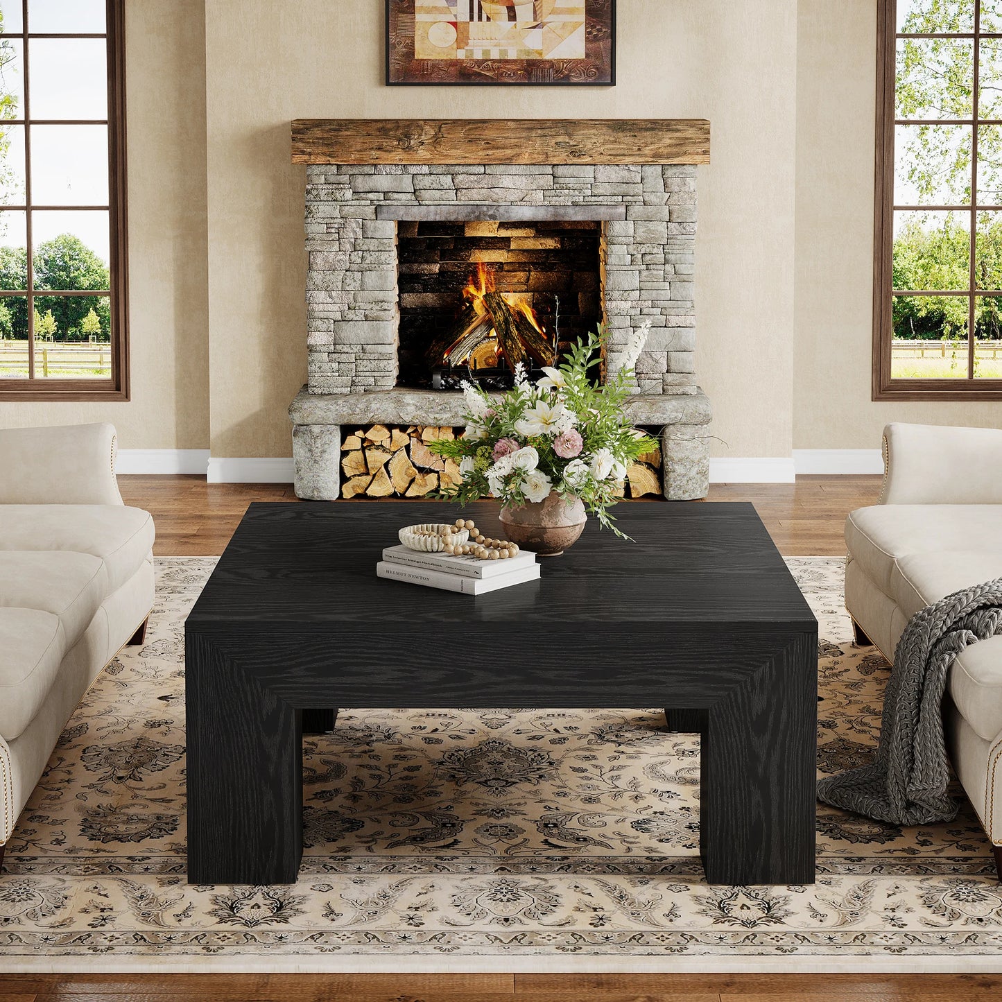 Tribesigns 39.4-Inch Square Coffee Table for Living Room, Farmhouse