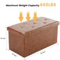 JHK 43 Inches Leather Folding Ottoman Storage Footstool For Living Room