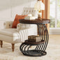 Round End Side Table: Side  Small Bedside Table Accent Table with Arc-Shaped Frame
