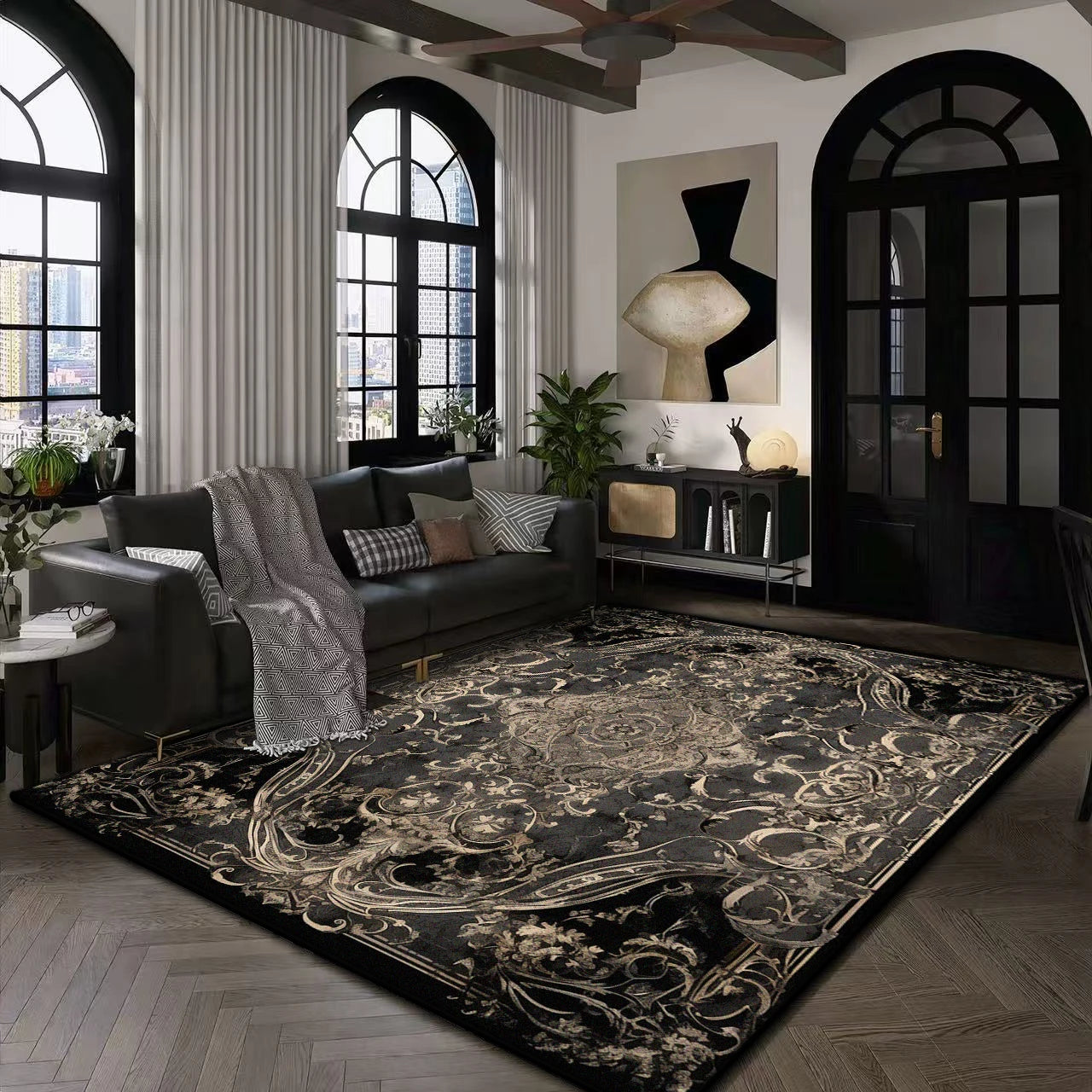 Large Modern Area Rug for Living Room  Plush Non-Slip Floor Machine Washable