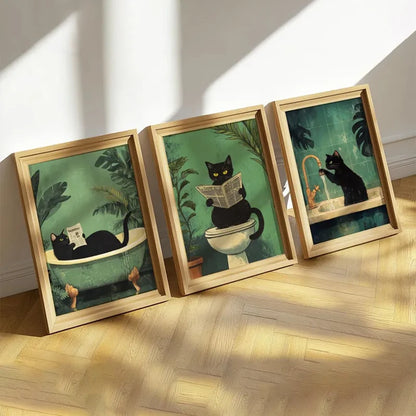 Green Funny Cat  Decorative Canvas Painting