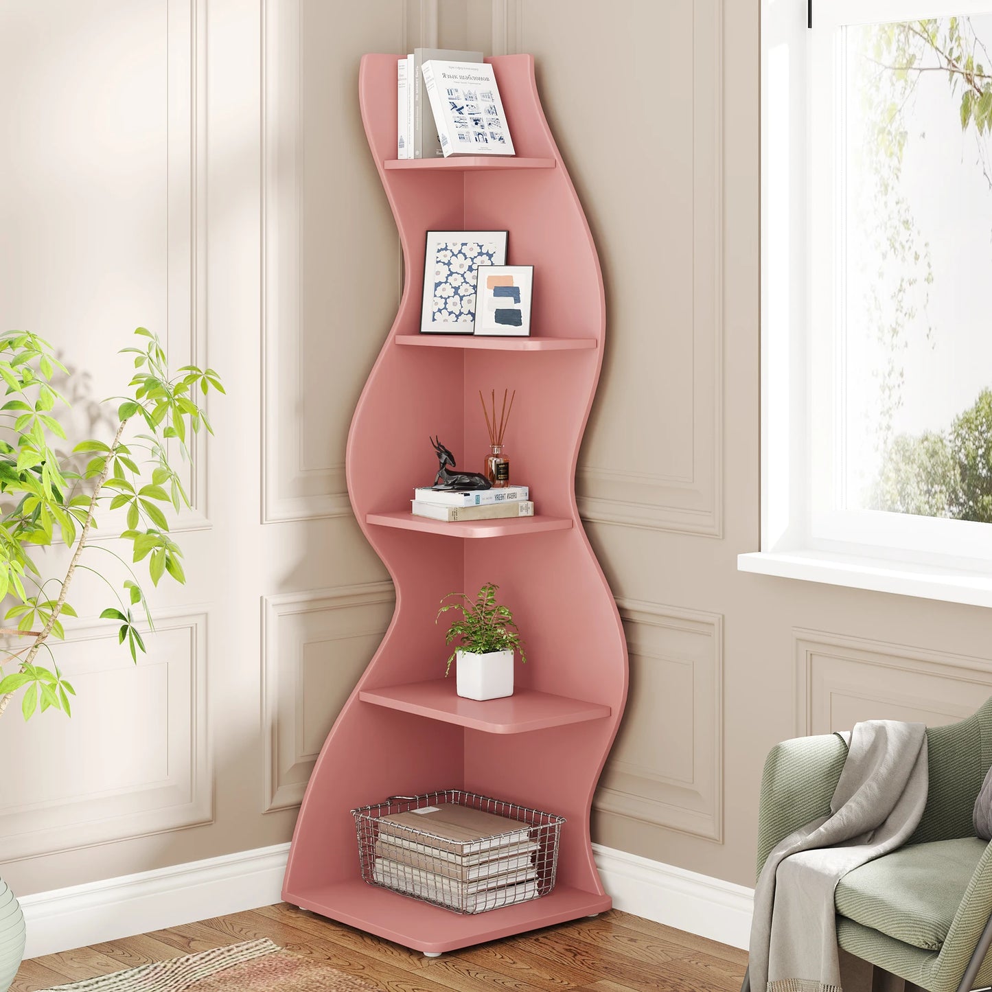 Tribesigns Corner Shelf, Modern 5-Tier Wall
