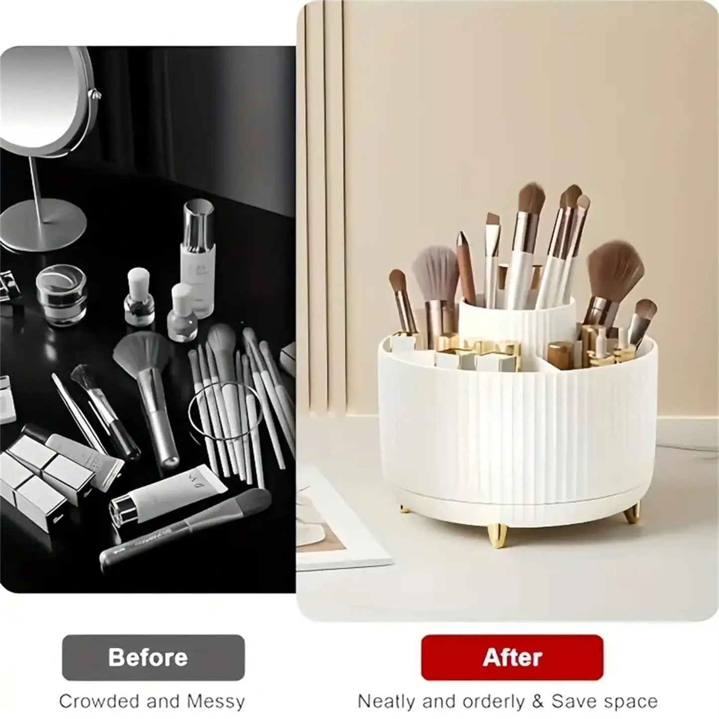 360° Rotating Makeup Organizer - 1pc with 5 Compartments