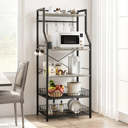 Kitchen Bakers Rack Microwave Oven Stand Coffee Bar Station
