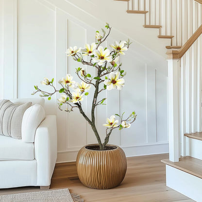 Artificial Magnolia Plant Faux Flower Trees  with LED Light for Yard Patio Home